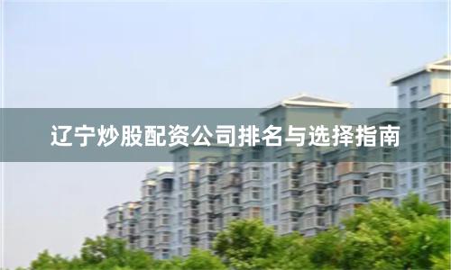 辽宁炒股配资公司排名与选择指南
